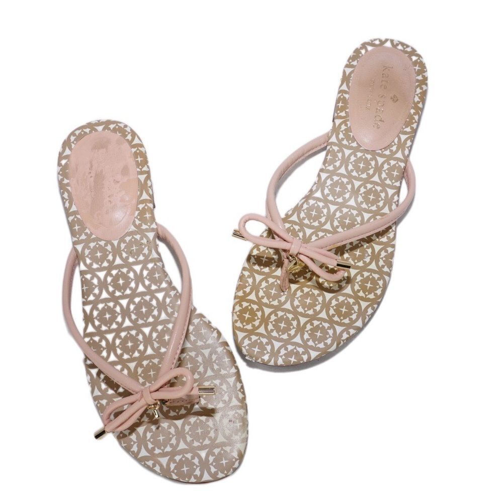 Kate Spade Pink Mystic Bow Thong Sandals, Size 7
